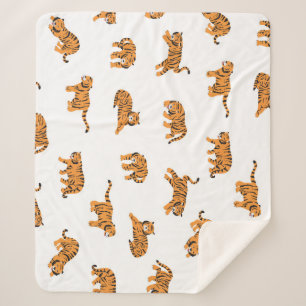 Couverture Sherpa Tigre japonais : Doodle Vintage sans joint