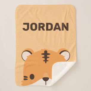 Couverture Sherpa Tigre mignon avec nom personnalisé