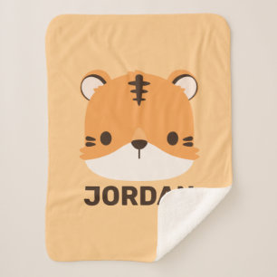 Couverture Sherpa Tigre mignon avec nom personnalisé