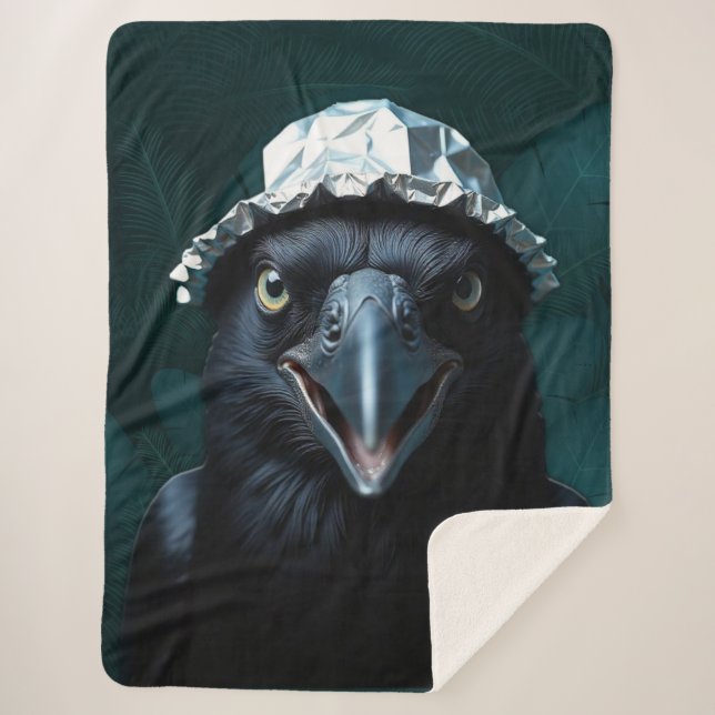 Couverture Sherpa Tin Foil Casquette noir Bird Raven (Devant)