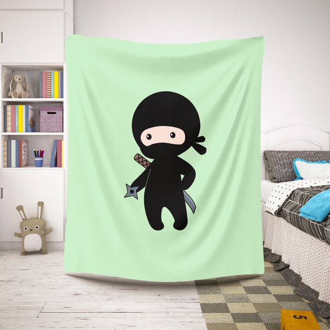 Couverture Sherpa Tiny Ninja Holding Throwing Star sur Green (Créateur téléchargé)