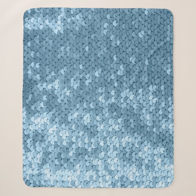 Couverture Sherpa Tissu de séquence : Séquin bleu ciel. (Devant)