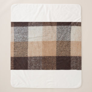 Couverture Sherpa Tissu en laine Brown à damiers plaid. tartan 