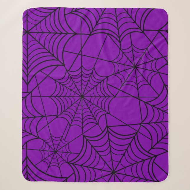 Couverture Sherpa toile d'araignée violette d'halloween (Devant)