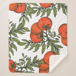 Couverture Sherpa Tomate Vintage : Illustration du marché agricole.