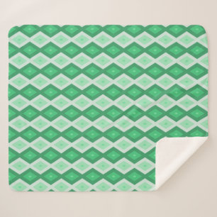 Couverture Sherpa Tons de motif diamant vert