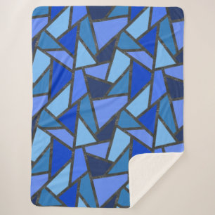 Couverture Sherpa Tons de motif en vitrail bleu
