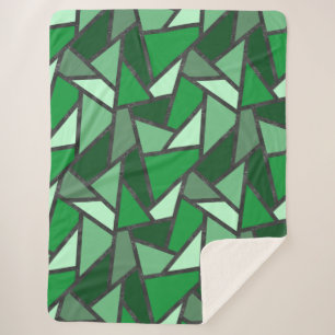 Couverture Sherpa Tons de motif en vitrail vert