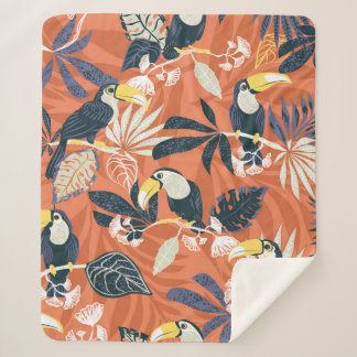 Couverture Sherpa toucan et jungle motif transparent