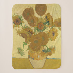 Couverture Sherpa Tournesols, Nature morte peinture à l'huile, Van G