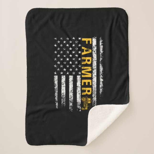 Couverture Sherpa Tracteur American USA Drapeau Funny Farmer Rancher (Devant)