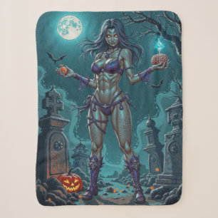 Couverture Sherpa Traite d'Halloween ou ami Zombie w Cerveau