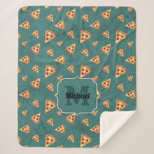 Couverture Sherpa Tranches de pizza cool motif sarcelle vintage Mono
