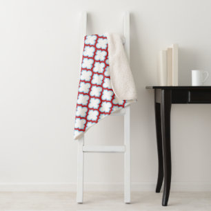 Couverture Sherpa Trellis blanc et rouge, treillis, Quatrefoil