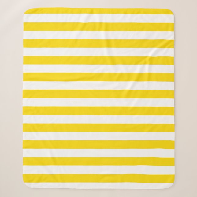 Couverture Sherpa Trendy Yellow White Stripes Modèle personnalisé Mo (Devant)