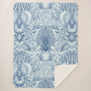 Couverture Sherpa Trésors de plage en bleu