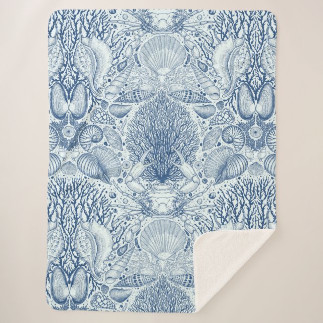 Couverture Sherpa Trésors de plage en bleu (Devant)