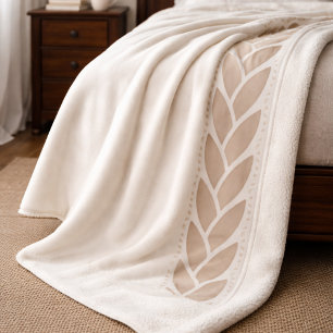 Couverture Sherpa tressée Taupe Ivoire