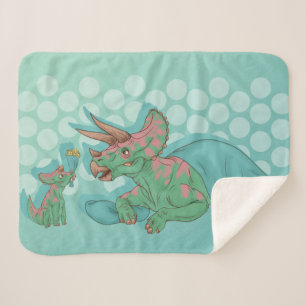 Couverture Sherpa Tricératops donnant des fleurs