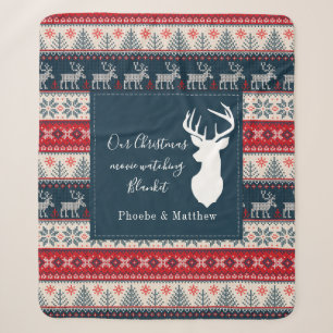 Couverture Sherpa Tricot de vacances Motif Noël Personnalisé 