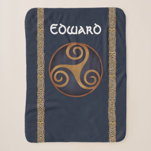 Couverture Sherpa Triskelion celtique (bleu) personnalisé