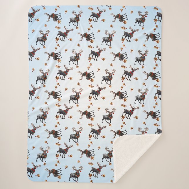 Couverture Sherpa Trois rennes de Noël (Devant)