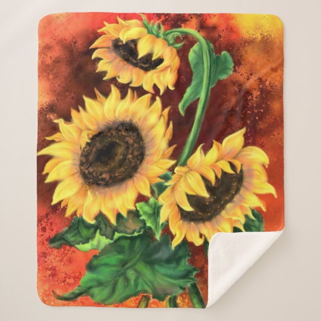 Couverture Sherpa Trois Tournesols Sherpa Blanket (Devant)