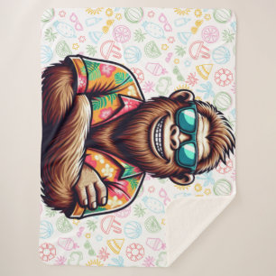 Couverture Sherpa Tropical/beach yeti/bigfoot
