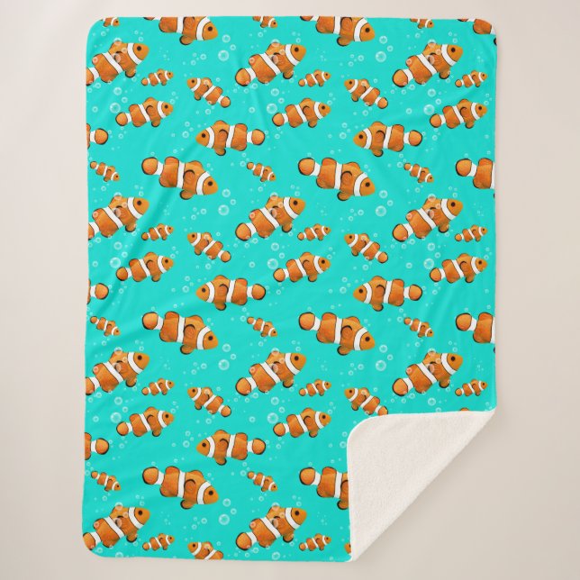 Couverture Sherpa Tropical Clownfish & Bubbles Motif (Devant)
