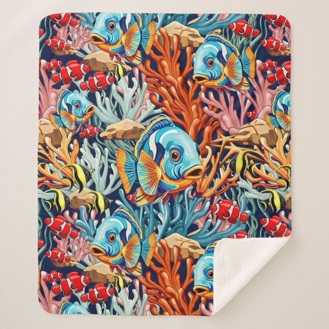 Couverture Sherpa Tropical Fish Colorful Summer Vibes (Devant)