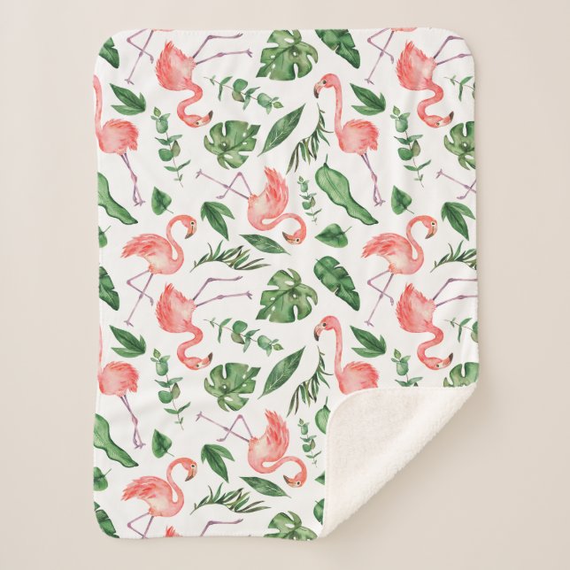 Couverture Sherpa Tropical Pink Flamingo Pattern v2 (Devant)
