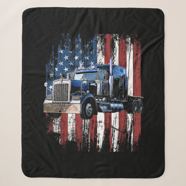 Couverture Sherpa Trucker American Flag Truck Driver Truck Driver Gi (Devant)