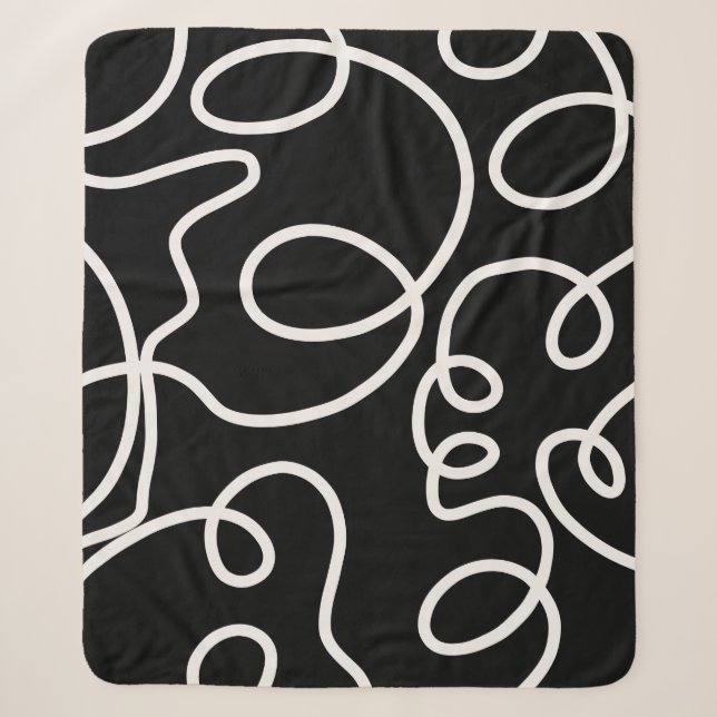 Couverture Sherpa Trucs De Brosse Abstrait Noir Et Blanc (Devant)