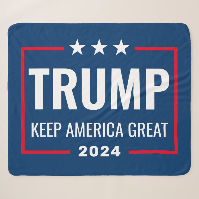 Couverture Sherpa Trump 2024 Gardez l'Amérique grande - bleu rouge (Devant (Horizontal))