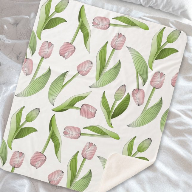 Couverture Sherpa Tulipe rose moderne (Créateur téléchargé)
