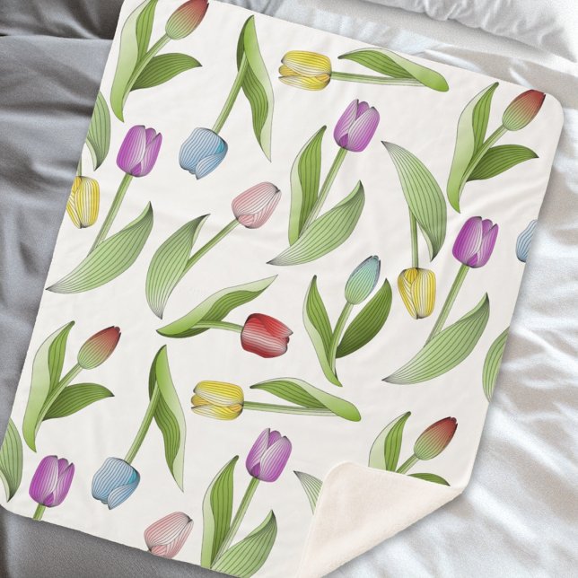 Couverture Sherpa Tulipes modernes Coloré Floral (Créateur téléchargé)
