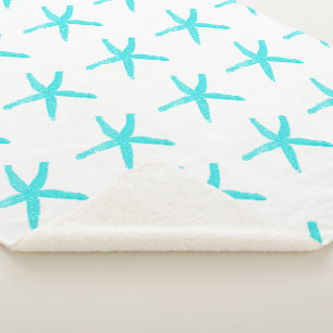 Couverture Sherpa Turquoise poisson d'eau de mer Motif blanc Noël b