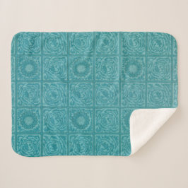 Couverture Sherpa Turquoise Tile Motif (par William Morris)