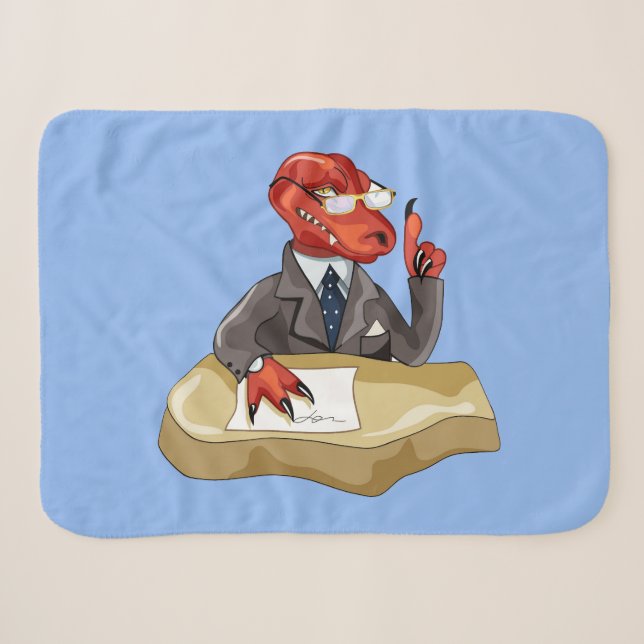 Couverture Sherpa Tyrannosaurus Rex Boss Assis À Un Bureau. 2 (Devant (Horizontal))