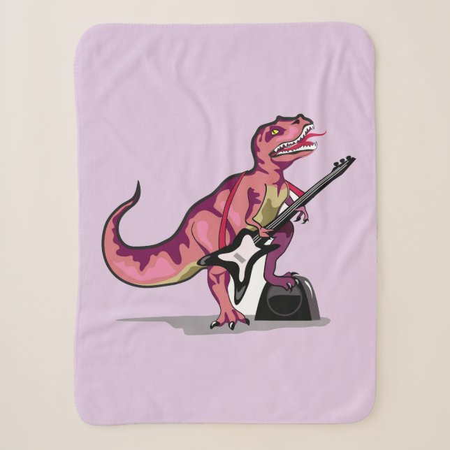 Couverture Sherpa Tyrannosaurus Rex Jouant La Guitare. (Devant)
