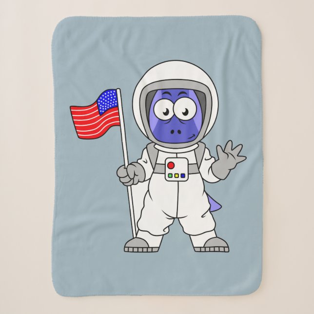 Couverture Sherpa Un astronaute parasaurolophus tient le drapeau amé (Devant)