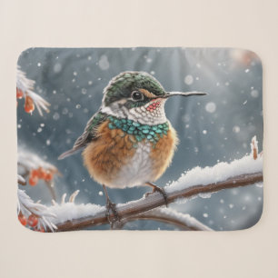 Couverture Sherpa Un colibri dans la première neige de l'hiver