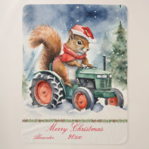Un écureuil sur un tracteur Noël