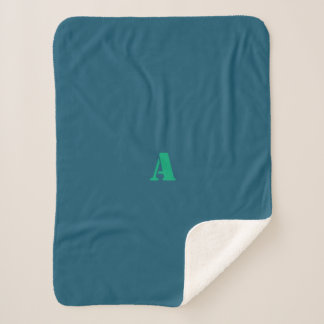 Couverture Sherpa Un Monogramme vert clair polaire bleu