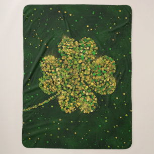 Couverture Sherpa Un Shamrock irlandais à quatre feuilles de trèfl