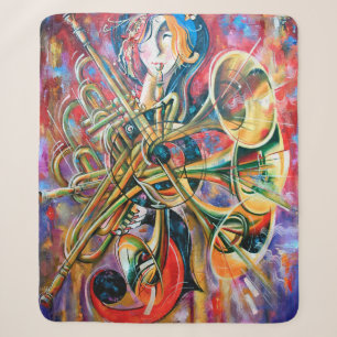 Couverture Sherpa Une peinture à l'huile sur toile. Musique, la fill
