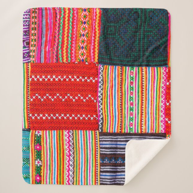 Couverture Sherpa une surface composée en Patchwork de style asiatiq (Devant)