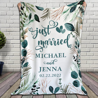 Couverture Sherpa Une verdure personnalisée juste marié jeunes marié