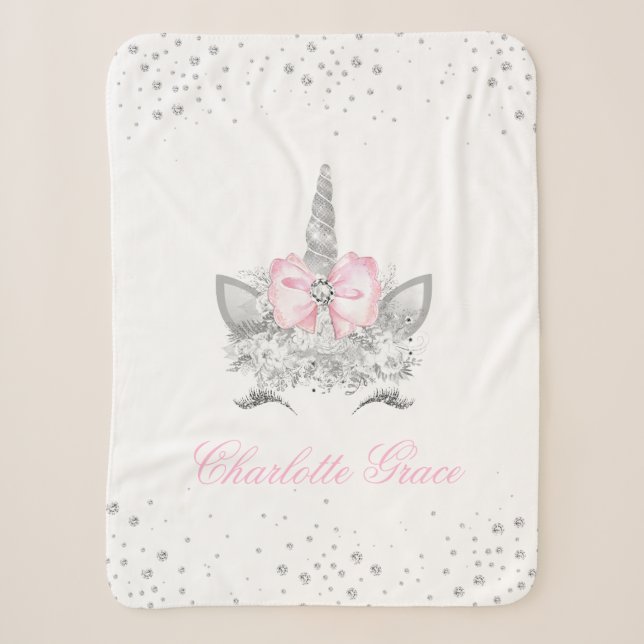 Couverture Sherpa Unicorne personnalisée bébé (Devant)