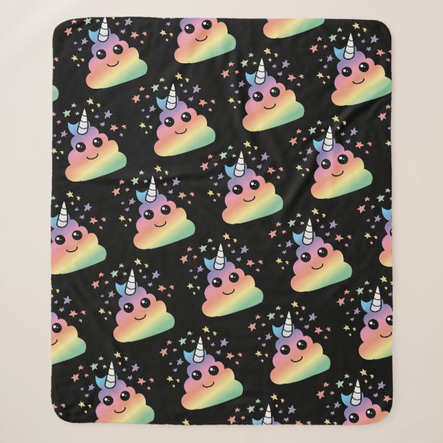 Couverture Sherpa Unicorne Rainbow Poop Emoji Kawaii (Devant)